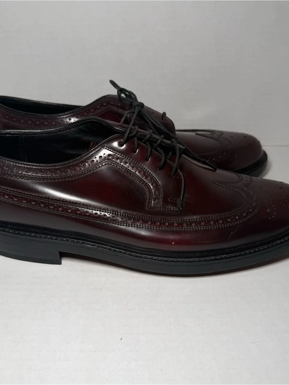 Florsheim Leather Dress Shoes Stratford Wing Tip Deep Burgundy Mens Sz 8.5
